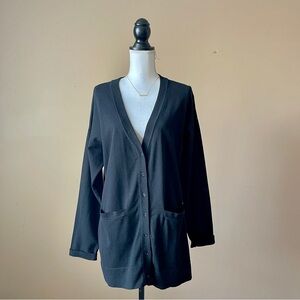 EVIE | Black Silk Blend Cardigan Sweater Sz XL